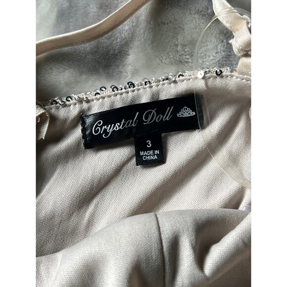 Crystal Doll Sequined Side Slit Dress Spaghetti Straps NWOT Ladies Junior Size 3 - Picture 6 of 7